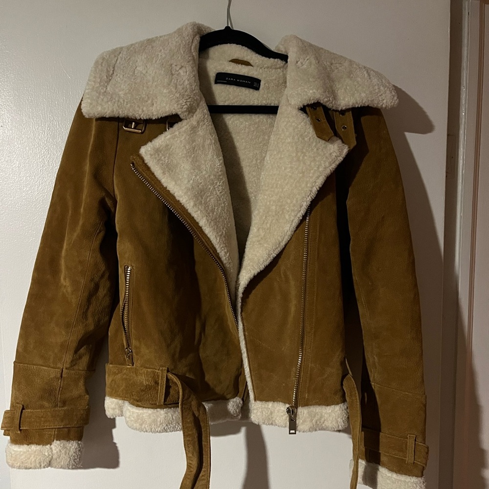 Zara shearling aviator jacket